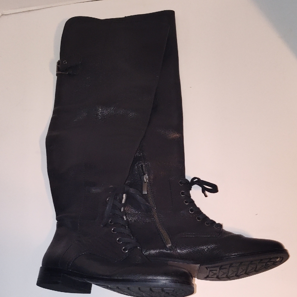 POUR LA VICTOIRE CAIRO LEATHER/LEATHER LINED  BOOTS 6.5 BLACK  RIDING STYLE